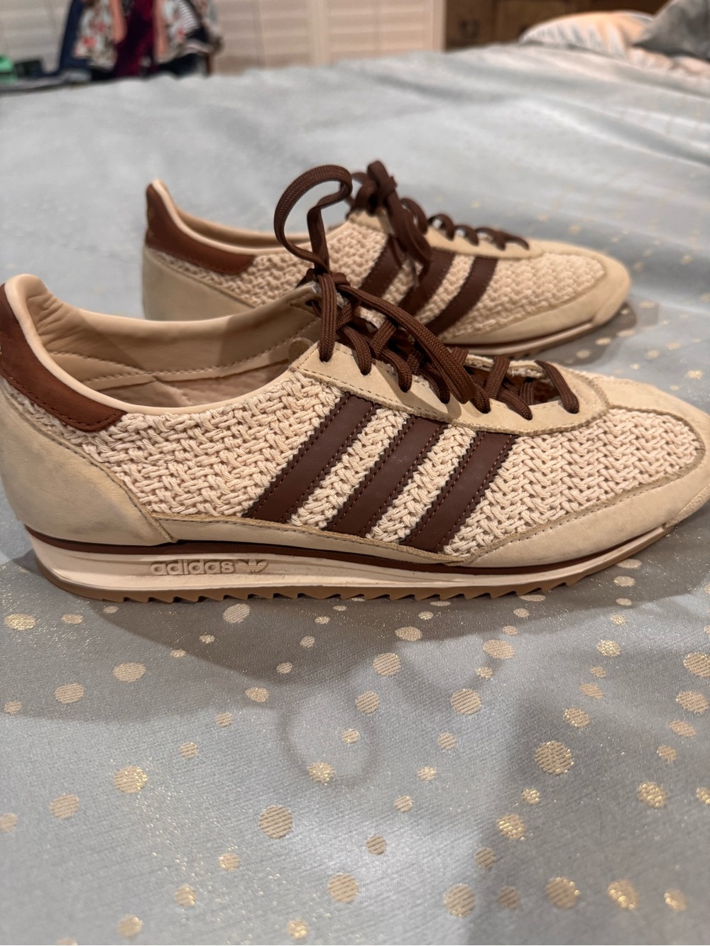adidas Originals SL 72 OG Crochet Woven Cream Brown Sneakers size 10